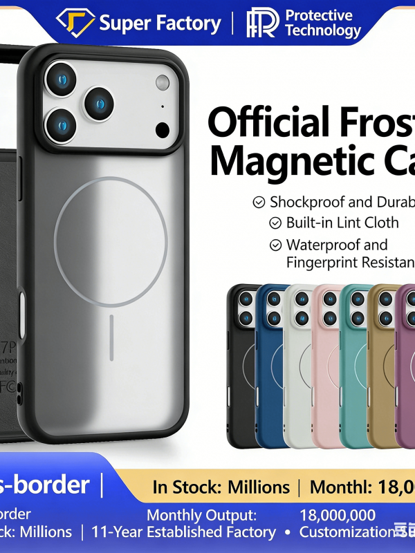 iPhone 17 Magnetic Case - Super Factory Promo Official frosted magnetic case for iPhone 17 series in 7 colors – shockproof, waterproof, MagSafe compatible